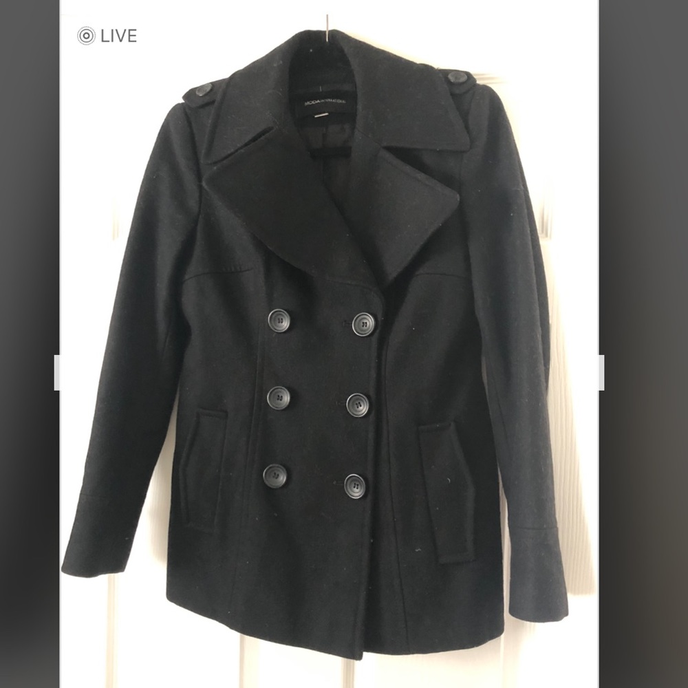 Wool Peacoat Women’s jacket VS Moda international sz Small Black Beautiful Warm
